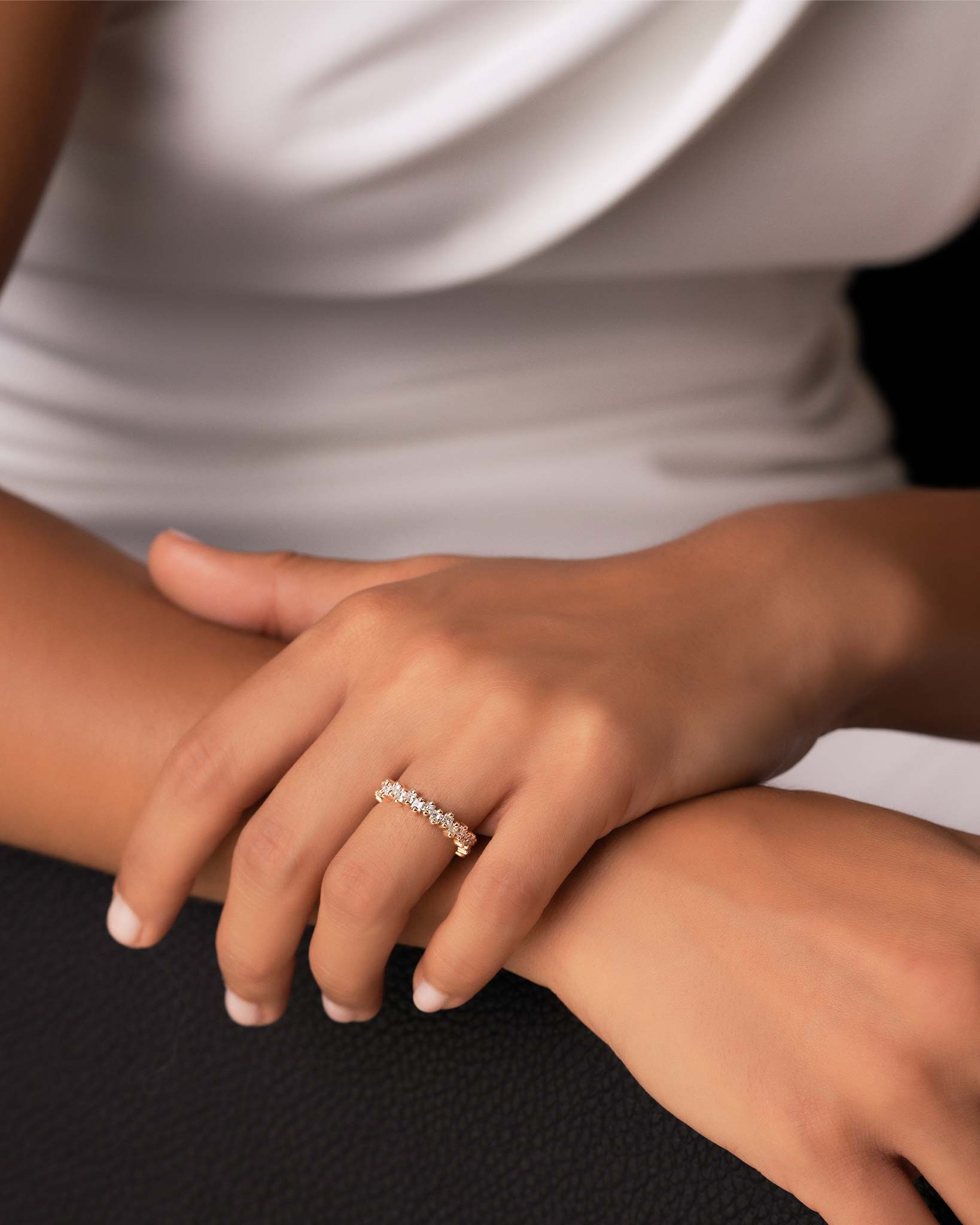 Suzanne Kalan Princess Midi Diamond Eternity Band in 18k rose gold