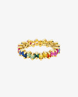 Suzanne Kalan Princess Midi Rainbow Sapphire Eternity Band in 18k yellow gold