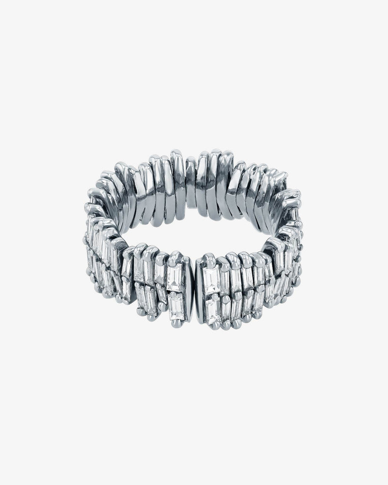 Suzanne Kalan Classic Diamond Double Row Full Baguette Eternity Band in 18k white gold