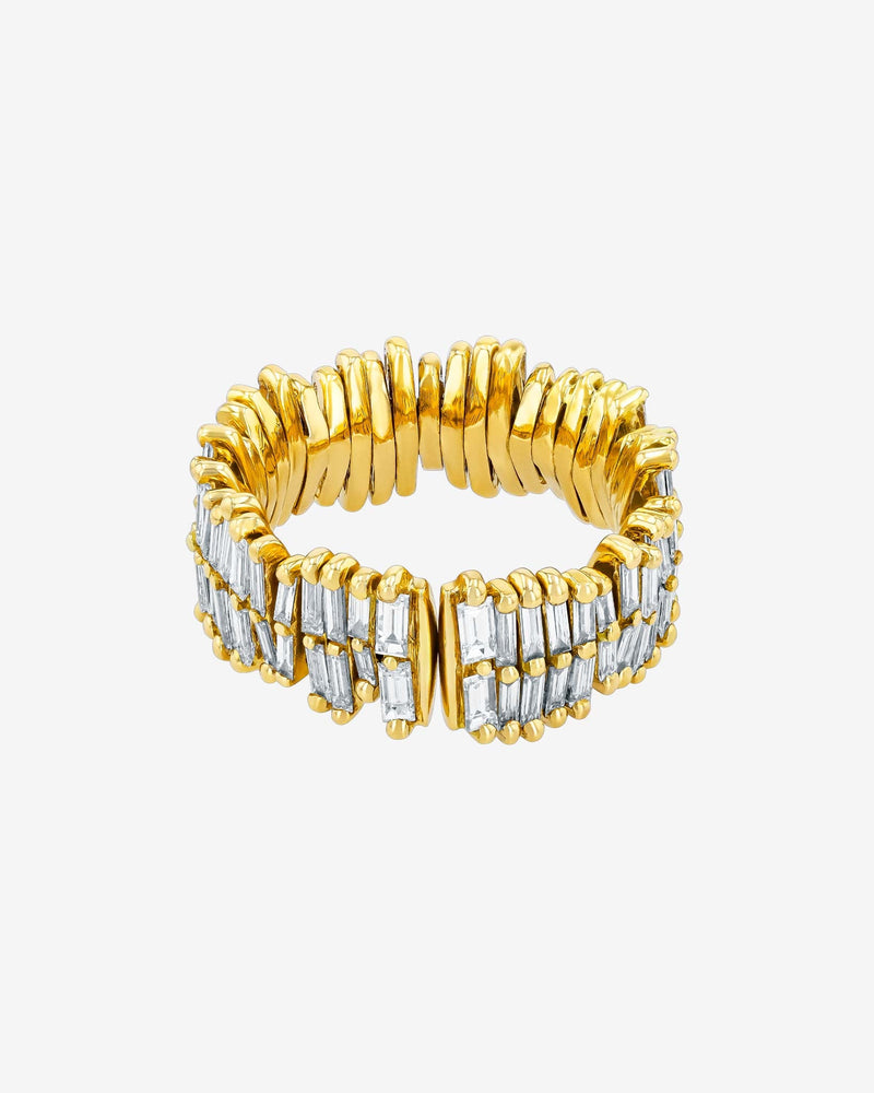 Suzanne Kalan Classic Diamond Double Row Full Baguette Eternity Band in 18k yellow gold
