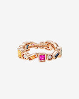 Suzanne Kalan Inlay ZigZag Rainbow Sapphire Eternity Band in 18k rose gold