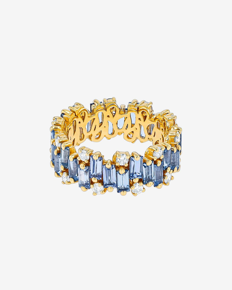 Suzanne Kalan Shimmer Audrey Light Blue Sapphire Eternity Band in 18k yellow gold