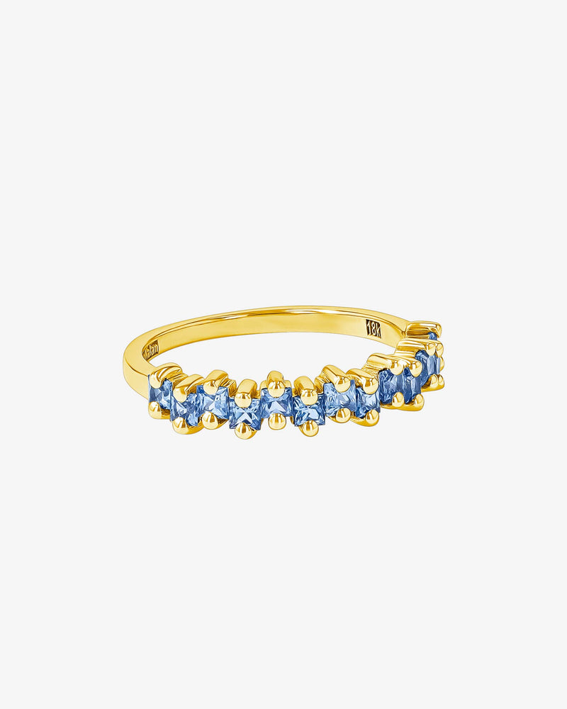 Suzanne Kalan Princess Midi Light Blue Sapphire Half Band in 18k yellow gold