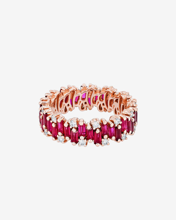 Suzanne Kalan Shimmer Alaia Ruby Eternity Band in 18k rose gold
