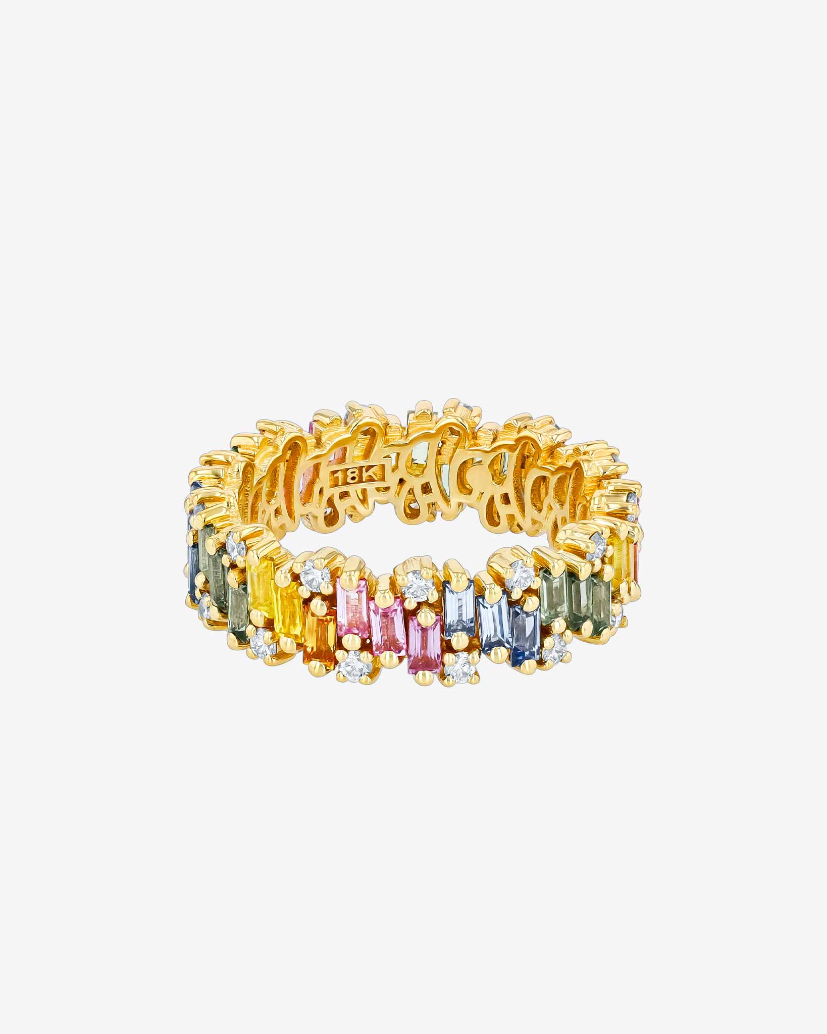 Suzanne Kalan Shimmer Alaia Pastel Sapphire Eternity Band in 18k yellow gold