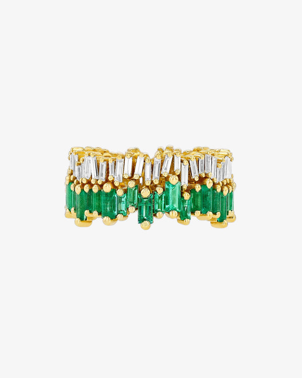 Suzanne Kalan Double Stack Emerald Eternity Band in 18k yellow gold