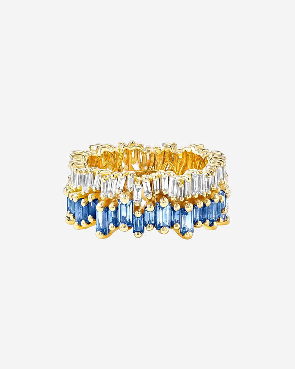 Suzanne Kalan Double Stack Light Blue Sapphire Eternity Band in 18k yellow gold