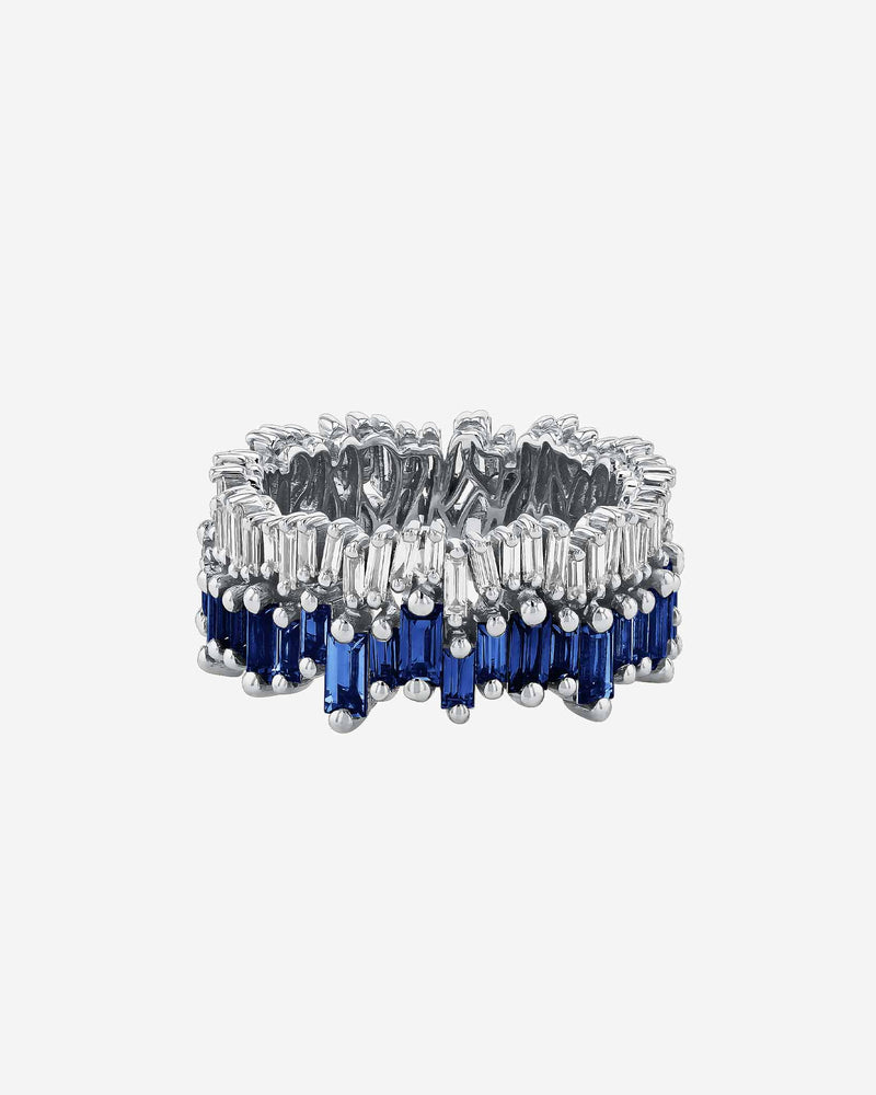 Suzanne Kalan Double Stack Dark Blue Sapphire Eternity Band in 18k white gold