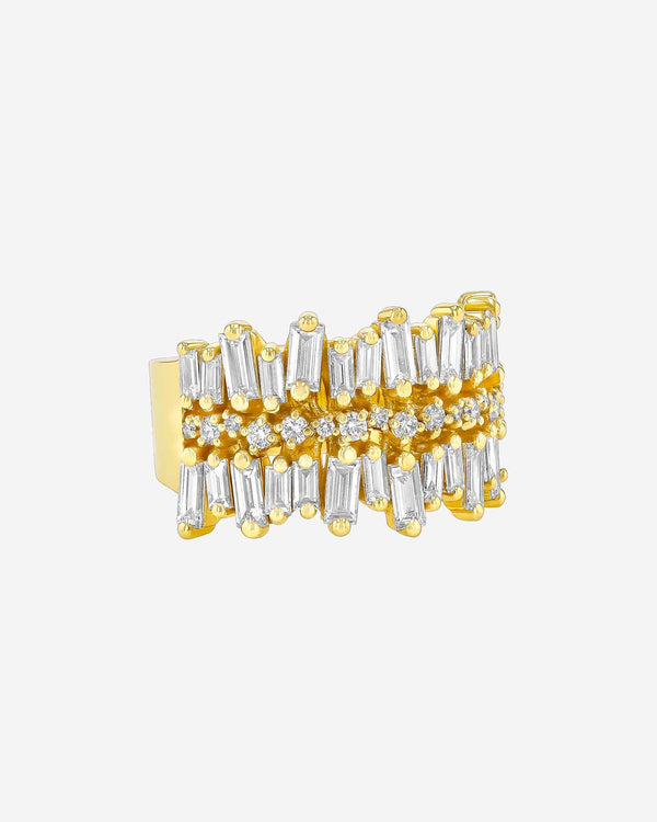 Suzanne Kalan Double Short Stack Diamond Half Band in 18k yellow gold
