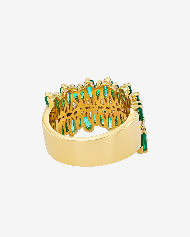 Suzanne Kalan Double Short Stack Emerald Half Band in 18k yellow gold