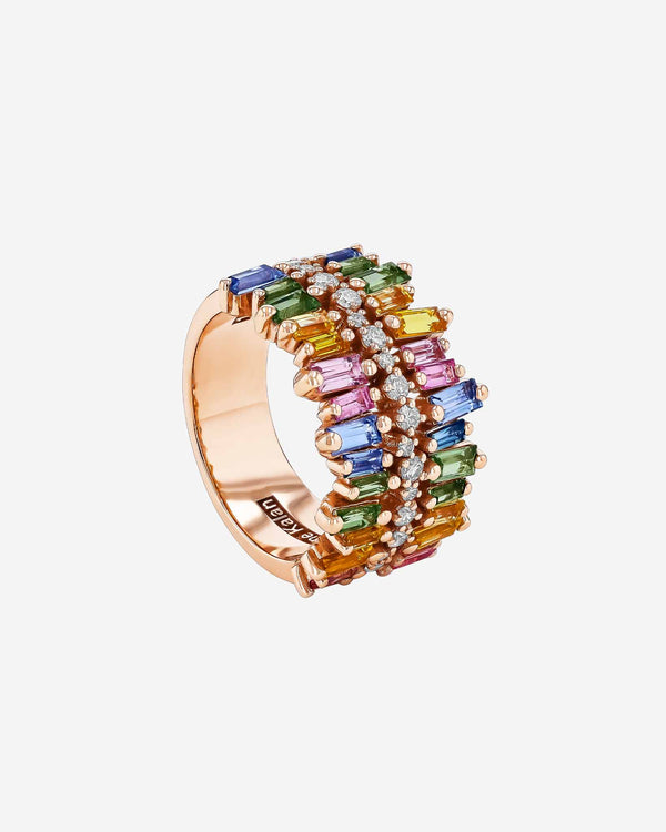 Suzanne Kalan Double Short Stack Pastel Sapphire Half Band in 18k rose gold