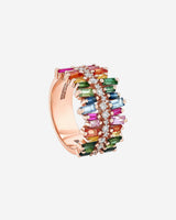 Suzanne Kalan Double Short Stack Rainbow Sapphire Half Band in 18k rose gold