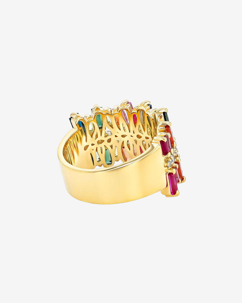 Suzanne Kalan Double Short Stack Rainbow Sapphire Half Band in 18k yellow gold