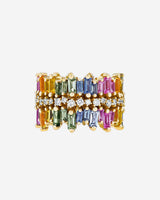 Suzanne Kalan Double Short Stack Pastel Sapphire Eternity Band in 18k yellow gold