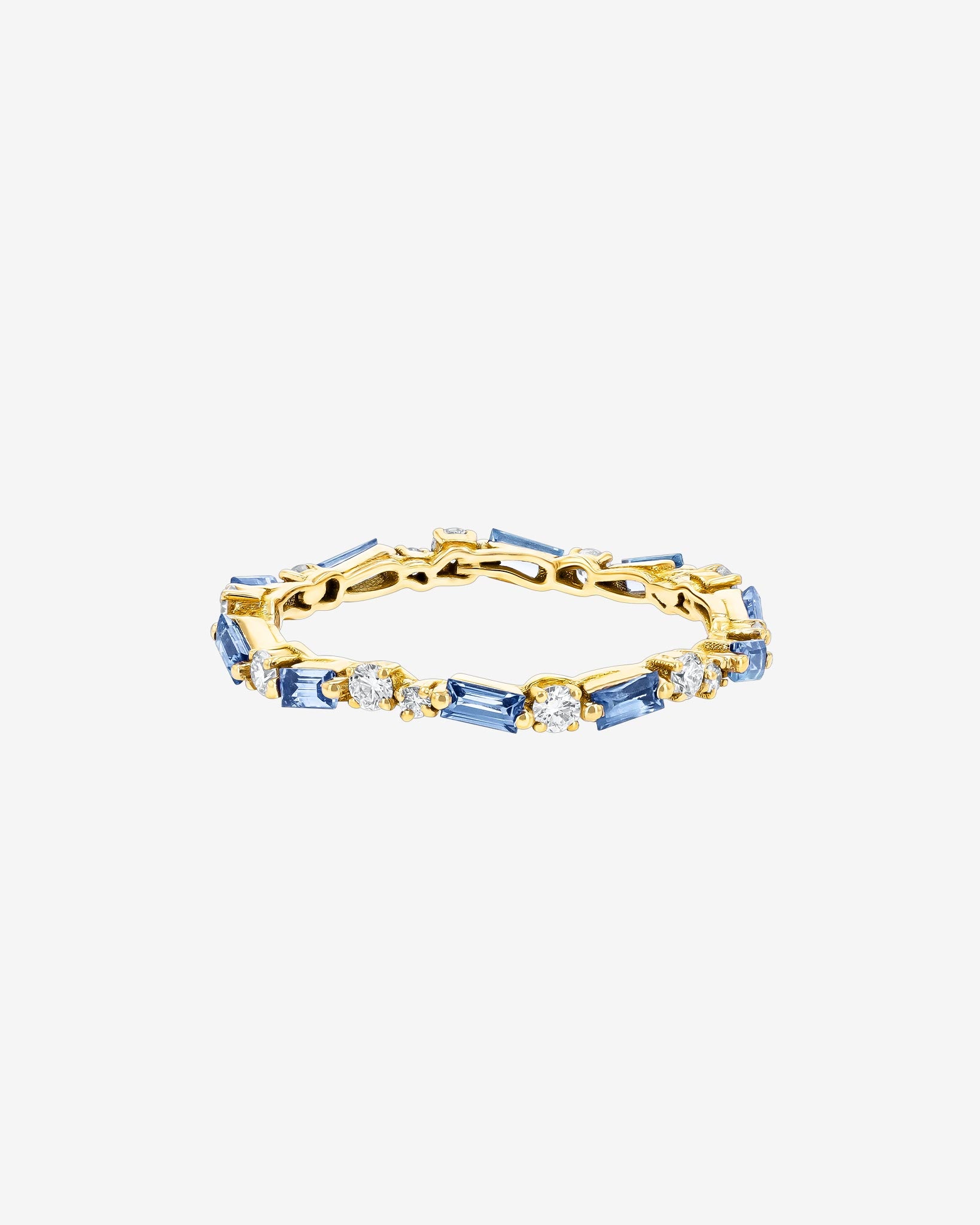 Suzanne Kalan Thin Mix Light Blue Sapphire Eternity Band in 18k yellow gold