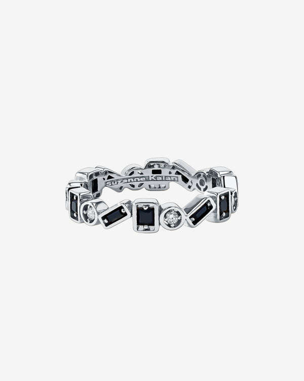 Suzanne Kalan Inlay ZigZag Black Sapphire Eternity Band in 18k white gold