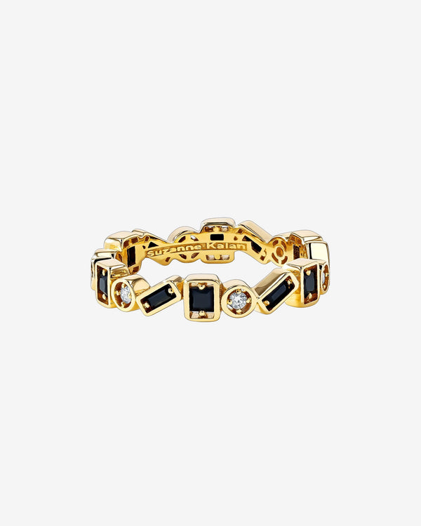 Suzanne Kalan Inlay ZigZag Black Sapphire Eternity Band in 18k yellow gold