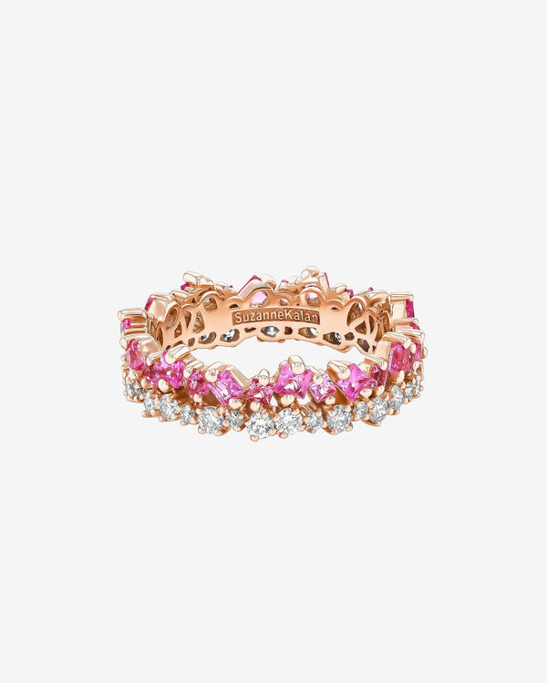 Suzanne Kalan Princess Short Stack Pink Sapphire Eternity Band in 18k rose gold