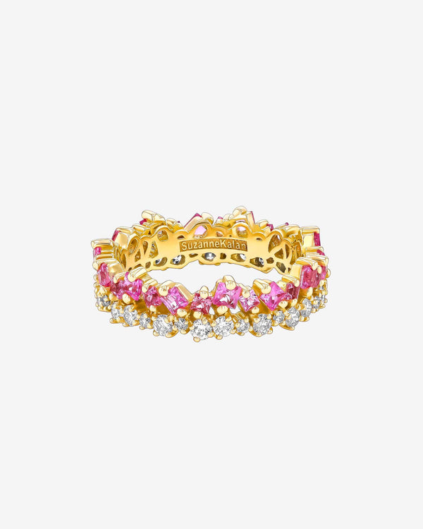 Suzanne Kalan Princess Short Stack Pink Sapphire Eternity Band in 18k yellow gold