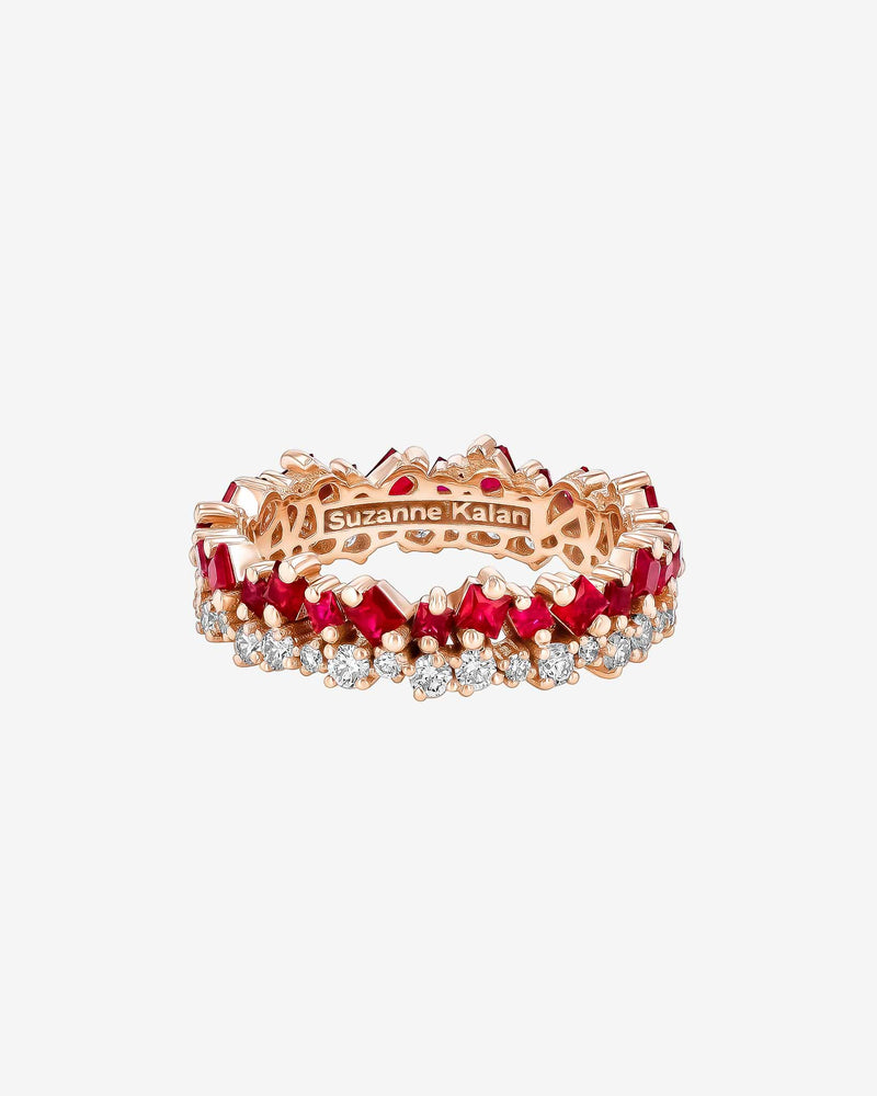 Suzanne Kalan Princess Short Stack Ruby Eternity Band in 18k rose gold