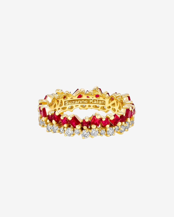 Suzanne Kalan Princess Short Stack Ruby Eternity Band in 18k yellow gold