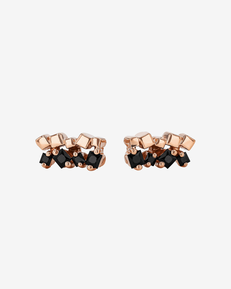 Suzanne Kalan Golden Mini Black Sapphire Studs in 18k rose gold