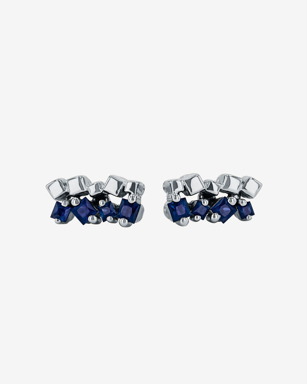 Suzanne Kalan Golden Mini Dark Blue Sapphire Studs in 18k white gold