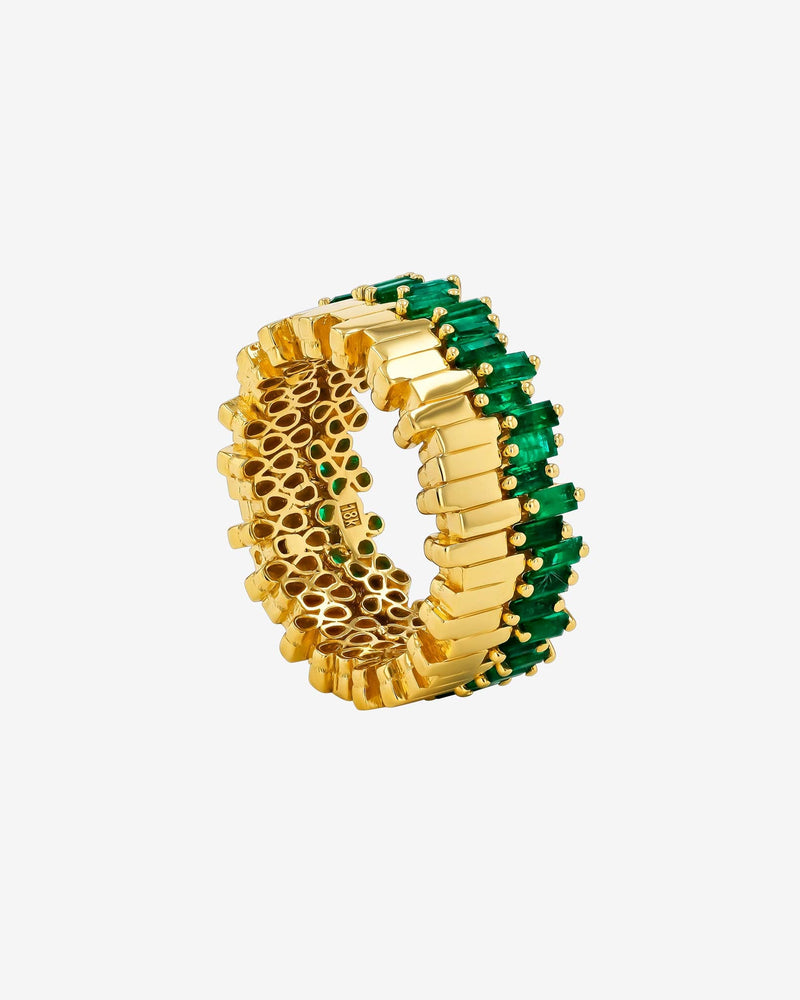 Suzanne Kalan Golden Midi Stacker Emerald Eternity Band in 18k yellow gold