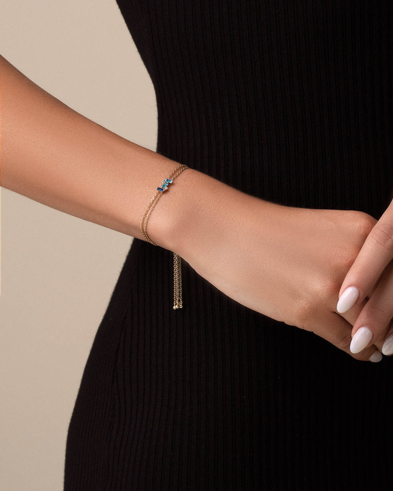 Kalan By Suzanne Kalan Amalfi Mini Burst Dark Blue Mix Pulley Bracelet in 14k yellow gold