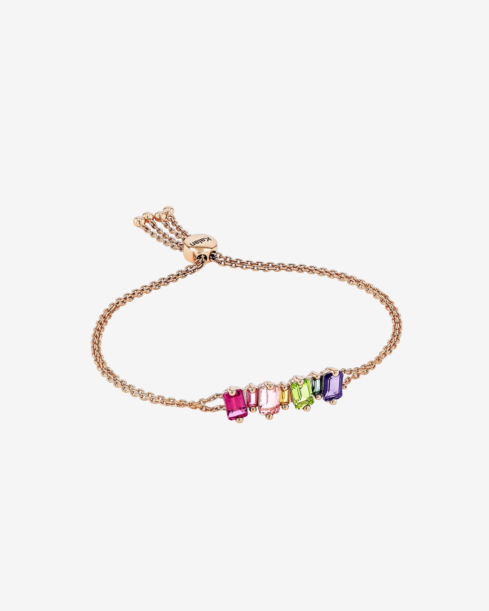 Kalan By Suzanne Kalan Ann Emerald Cut Rainbow Pulley Bracelet in 14k rose gold