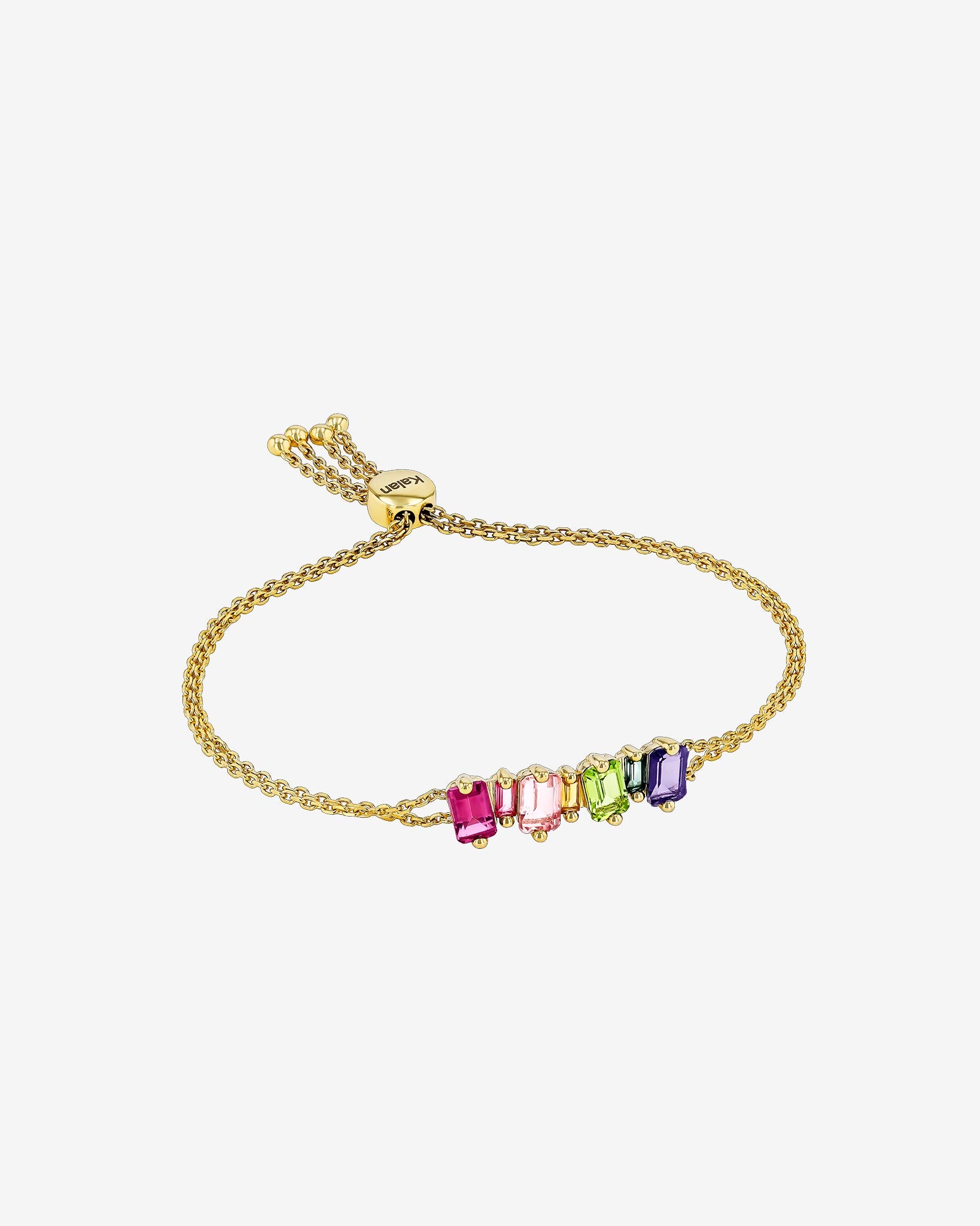 Kalan By Suzanne Kalan Ann Emerald Cut Rainbow Pulley Bracelet in 14k yellow gold