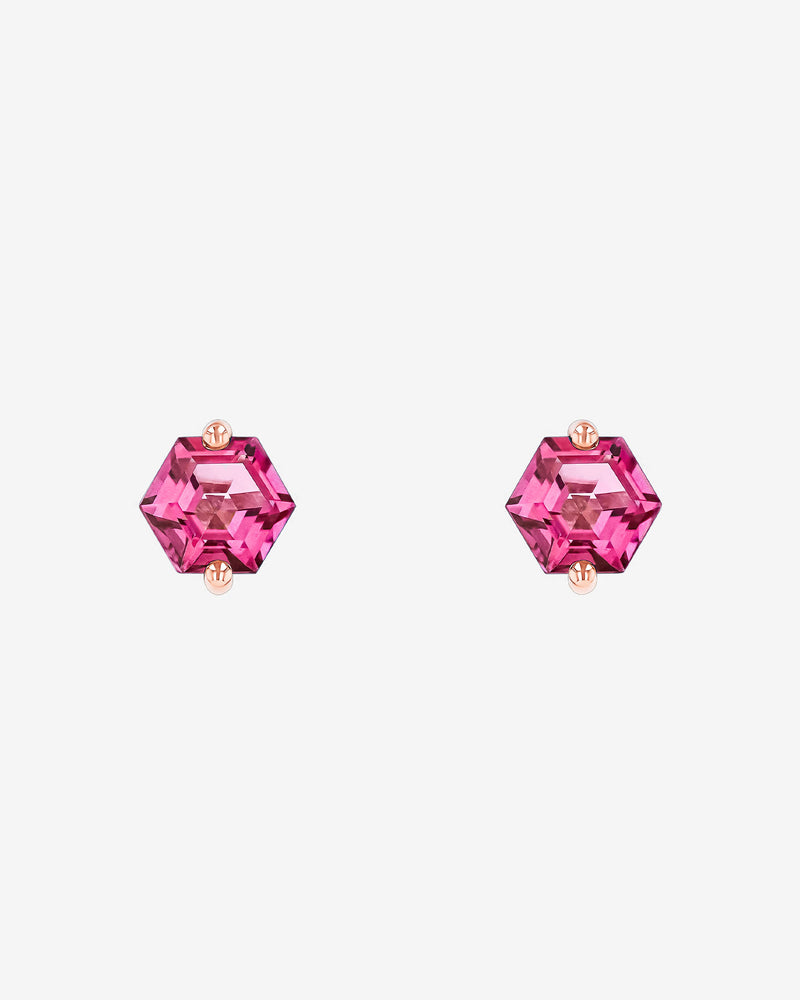 Kalan By Suzanne Kalan Amalfi Pink Topaz Hexagon Studs in 18k rose gold