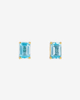 Kalan By Suzanne Kalan Amalfi Blue Topaz Emerald Cut Studs in 14k yellow gold