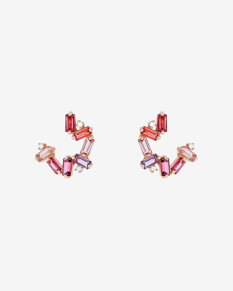 Kalan By Suzanne Kalan Amalfi Burst Red Mix Sideways Mini Hoops in 14k rose gold