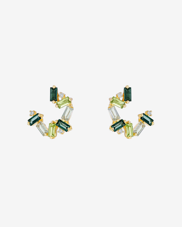 Kalan By Suzanne Kalan Amalfi Burst Green Mix Sideways Mini Hoops in 14k yellow gold
