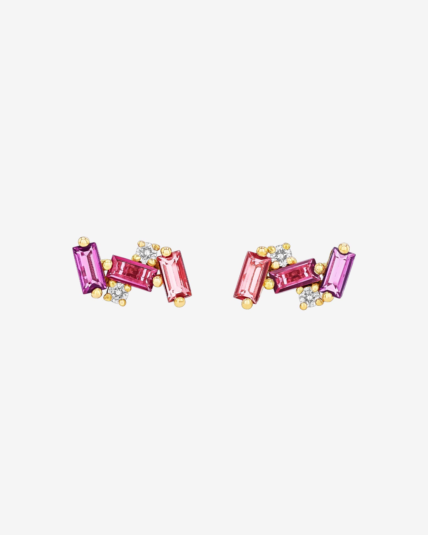 Kalan By Suzanne Kalan Amalfi Burst Red Ombre Studs in 14k yellow gold