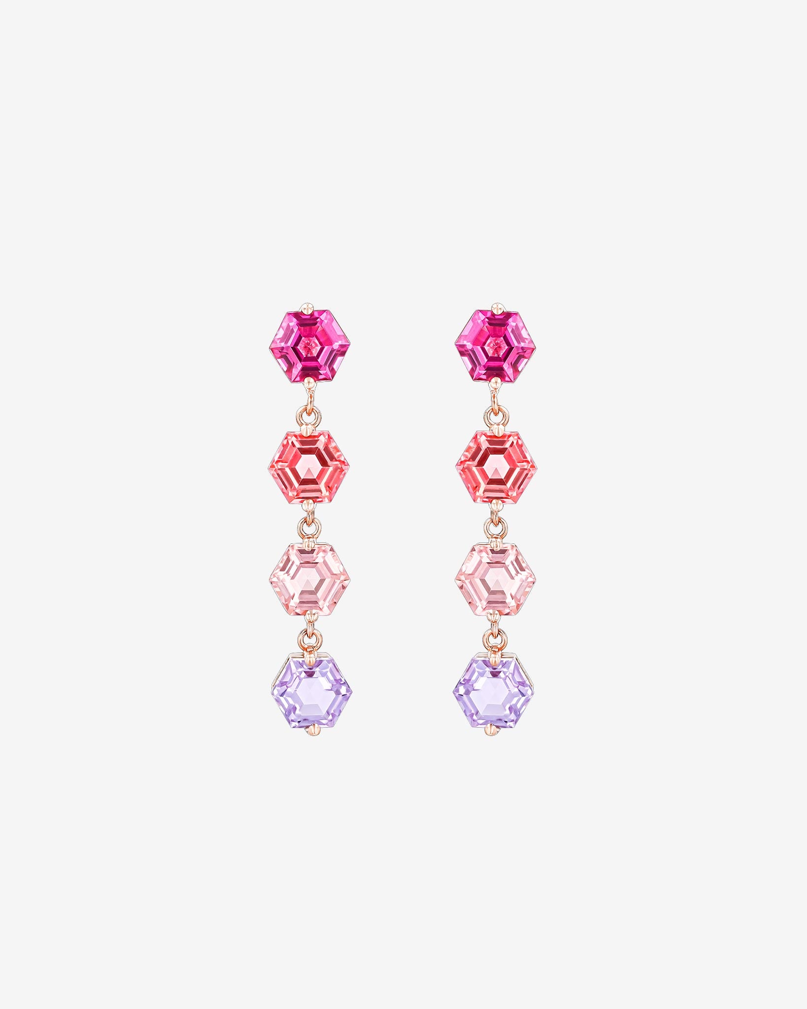 Kalan By Suzanne Kalan Amalfi Hexagon Cut Pink Ombre Mini Drop Earrings in 14k rose gold