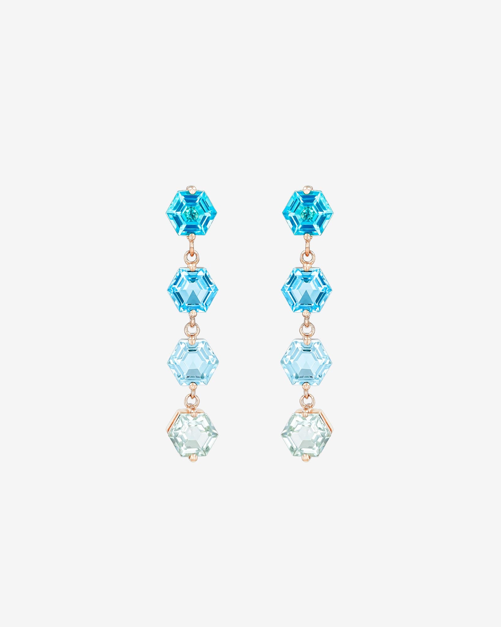 Kalan By Suzanne Kalan Amalfi Hexagon Cut Blue Ombre Mini Drop Earrings in 14k rose gold