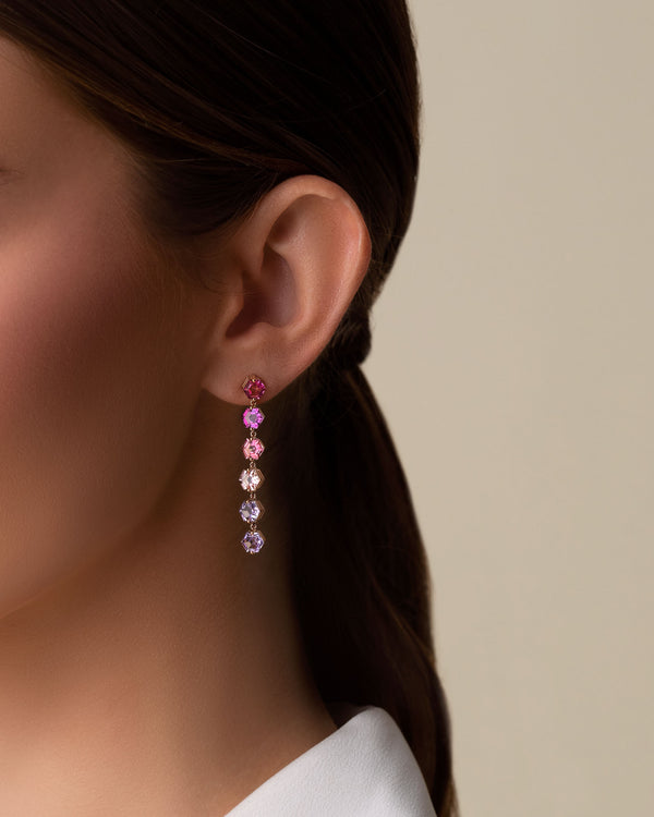 Kalan By Suzanne Kalan Amalfi Hexagon Cut Pink Ombre Midi Drop Earrings in 14k rose gold