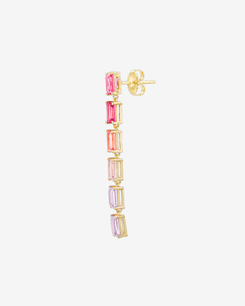 Kalan By Suzanne Kalan Amalfi Emerald Cut Pink Ombre Midi Drop Earrings in 14k yellow gold