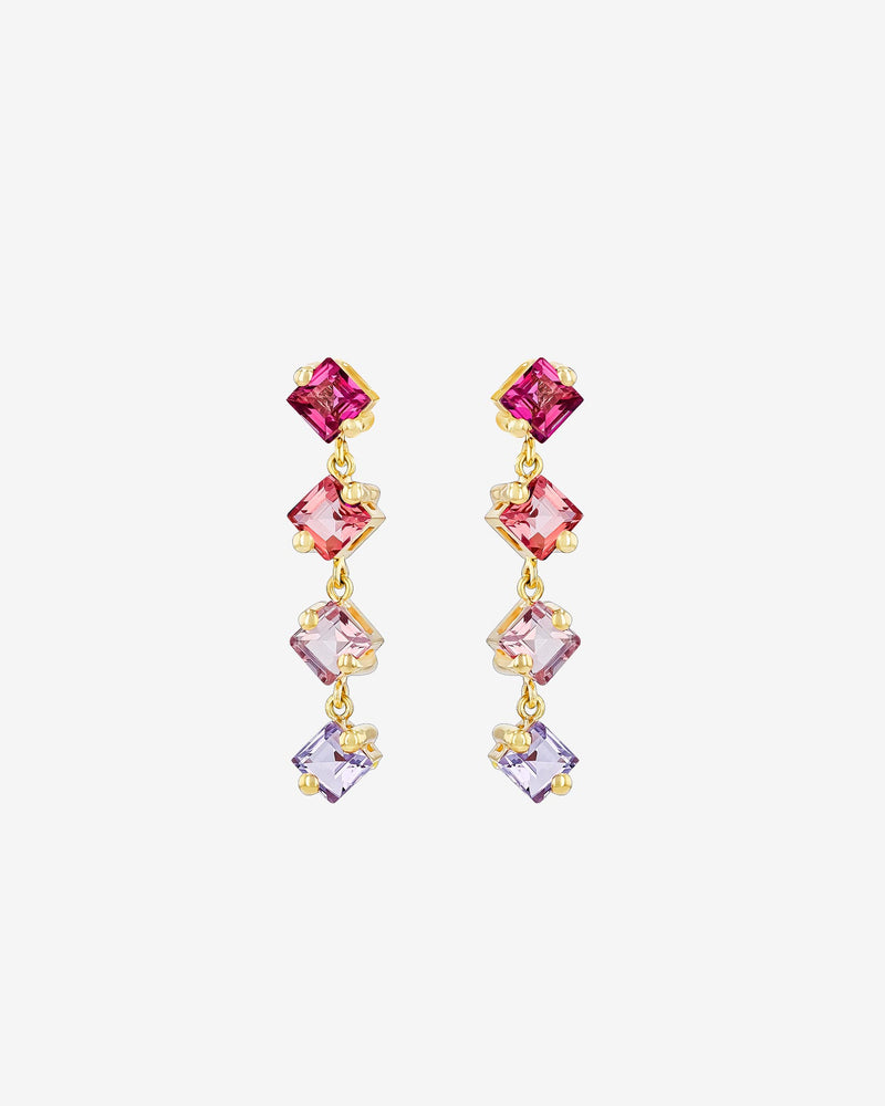 Kalan By Suzanne Kalan Amalfi Princess Cut Pink Ombre Mini Drop Earrings in 14k yellow gold