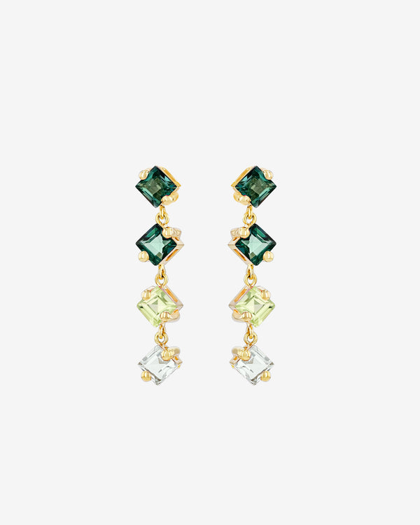 Kalan By Suzanne Kalan Amalfi Princess Cut Green Ombre Mini Drop Earrings in 14k yellow gold