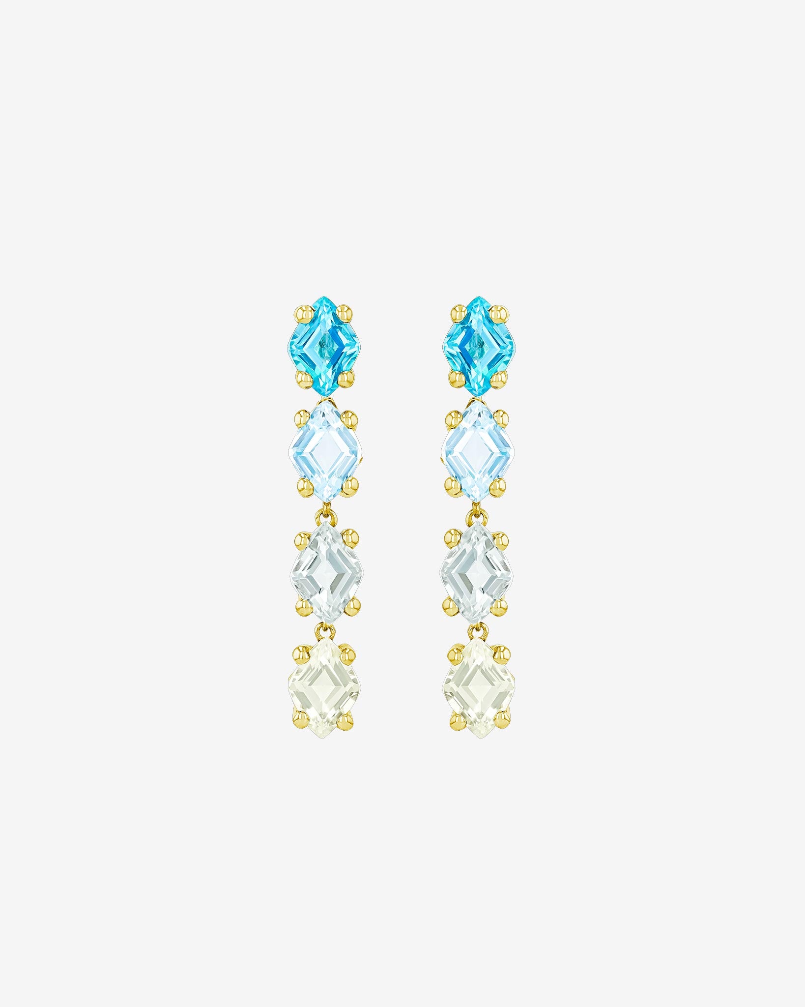 Kalan By Suzanne Kalan Amalfi Diamond Cut Blue Ombre Mini Drop Earrings in 14k yellow gold