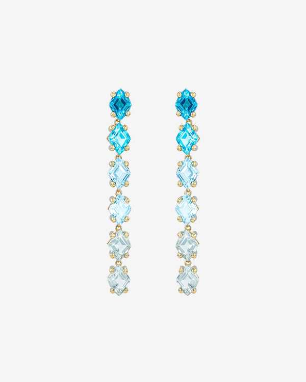 Kalan By Suzanne Kalan Amalfi Diamond Cut Blue Ombre Midi Drop Earrings in 14k yellow gold