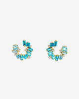 Kalan By Suzanne Kalan Nadima Light Blue Ombre Mini Spiral Hoops in 14k yellow gold