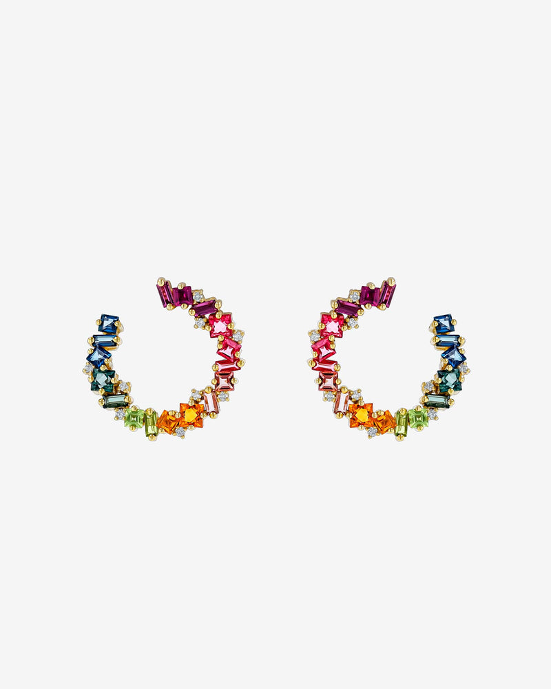 Kalan By Suzanne Kalan Nadima Rainbow Midi Spiral Hoops in 14k yellow gold