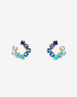 Kalan By Suzanne Kalan Cierra Blue Ombre Mini Sideways Hoops in 14k yellow gold