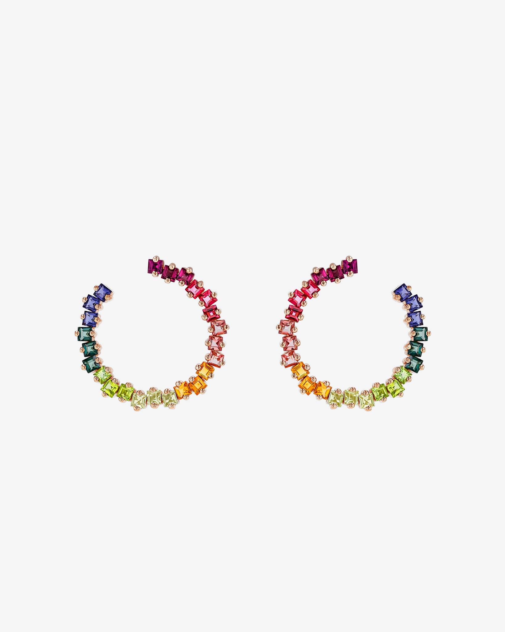 Kalan By Suzanne Kalan Cierra Rainbow Milli Sideways Hoops in 14k rose gold