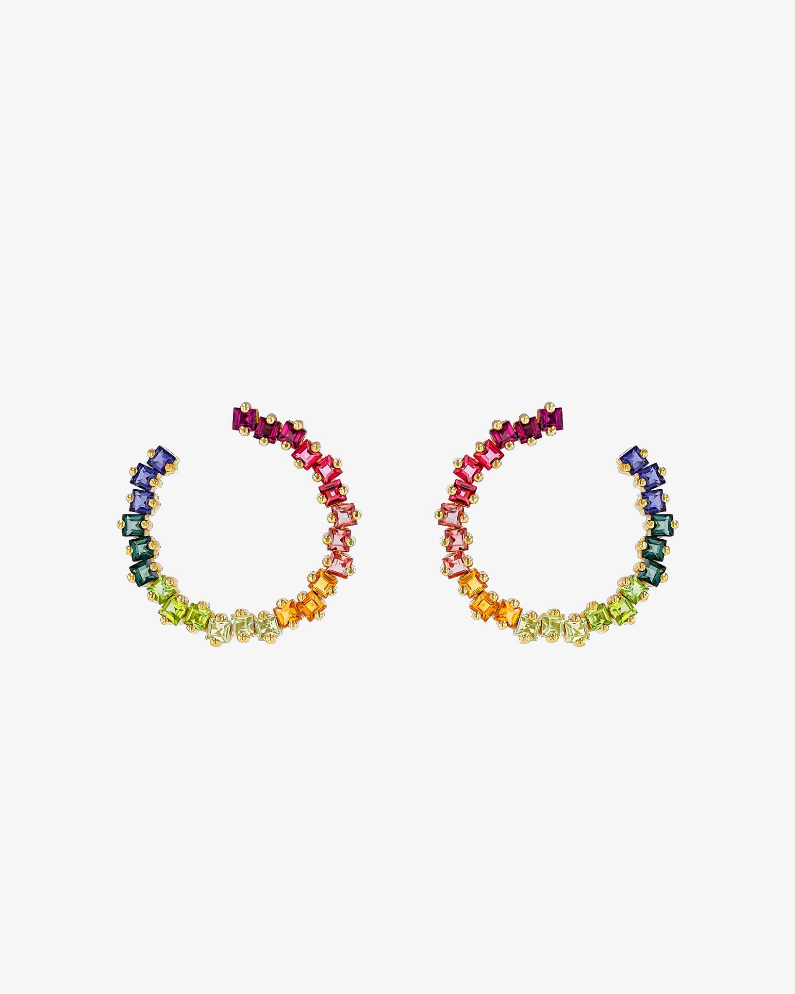 Kalan By Suzanne Kalan Cierra Rainbow Milli Sideways Hoops in 14k yellow gold