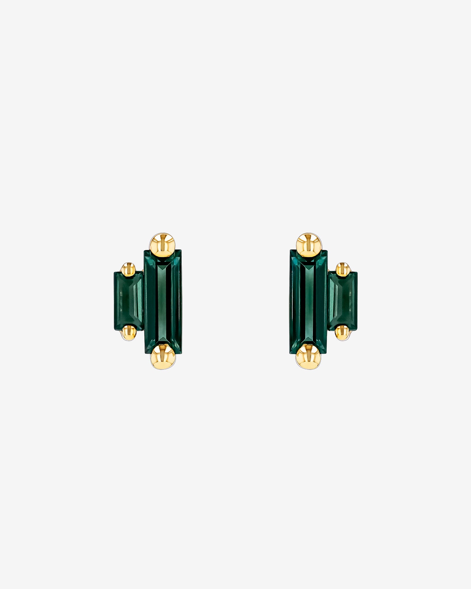 Kalan By Suzanne Kalan Amalfi Double Stack Green Envy Topaz Studs in 14k yellow gold